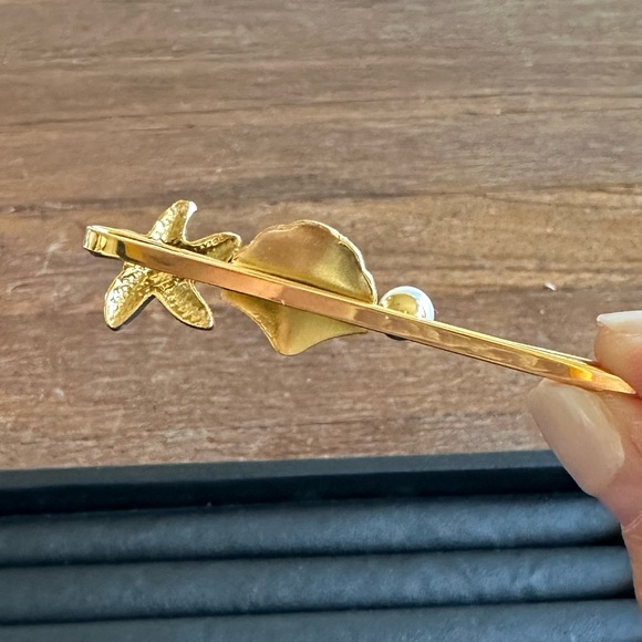 18K Gold-Plated Stainless Steel Starfish and Shell Hairpin - Picture 5 of 7